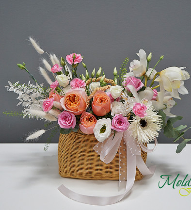 Basket with roses and orchids "Encrypted Message" photo 394x433